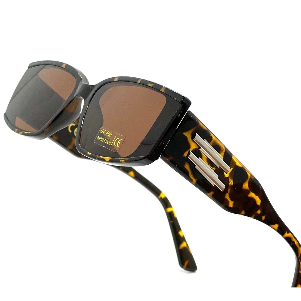 Tortoise Sunglasses‎ Retro Rectangle Brown Lens UV400 Protect Fancy Style Women